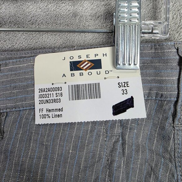 Mens Joseph Abboud Gray Pin Striped Chino Shorts 100% Linen 11" Inseam Size 33 - Picture 3 of 11